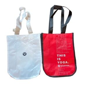 Lululemon Reusable Shopper Tote Set of 2 Red & White